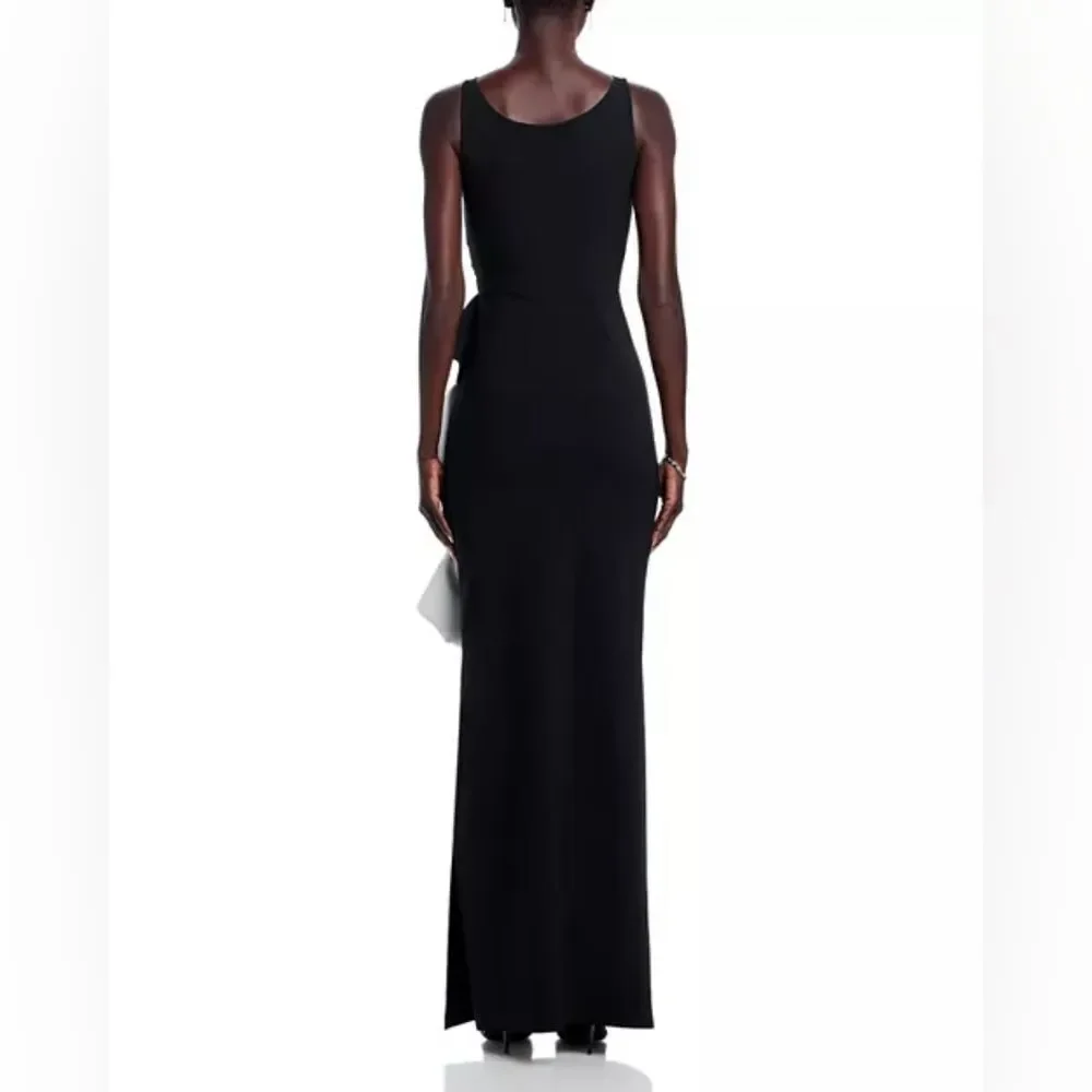 Chiara Boni La Petite Robe Sangiovanna Ruffle Long Gown Dress Black 12 NWT